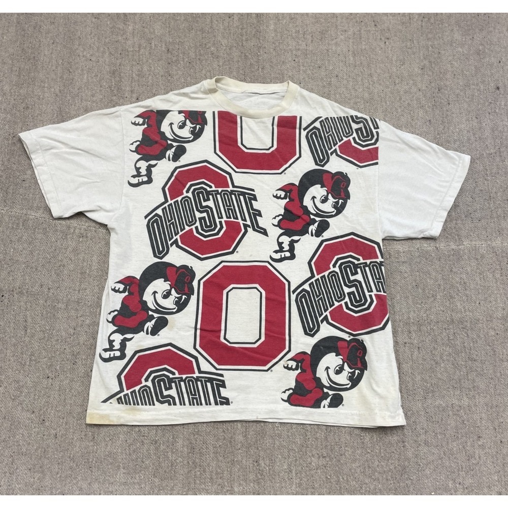 Vintage Ohio State Buckeyes shirt mens large white 1980s full print‎ NCAA